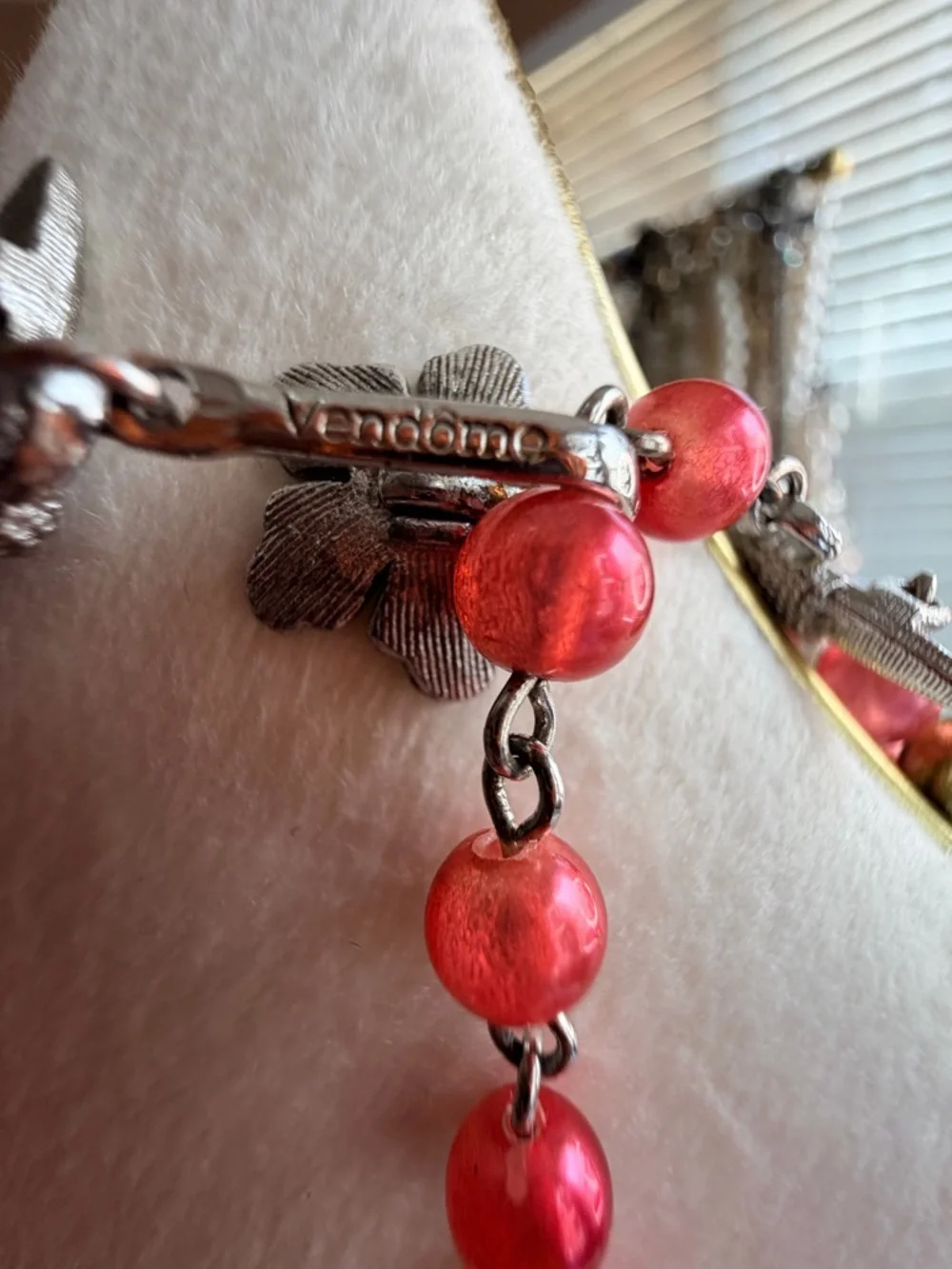 Vendome Vintage Pink, Orange and Crystal Double Strand Necklace and Earrings. - Picture 8 of 11